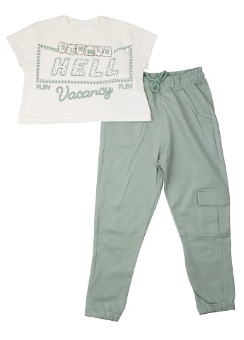 Сіро-зелений літній комплект (футболка, штани) Bonito kids