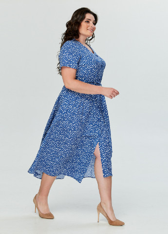 Синя кежуал сукня кльош A'll Posa з абстрактним візерунком
