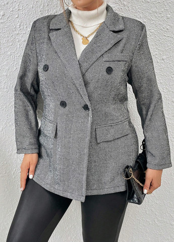 Черно-белый женский жакет SHEIN геометрический - демисезонный