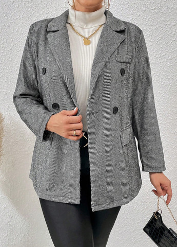 Черно-белый женский жакет SHEIN геометрический - демисезонный