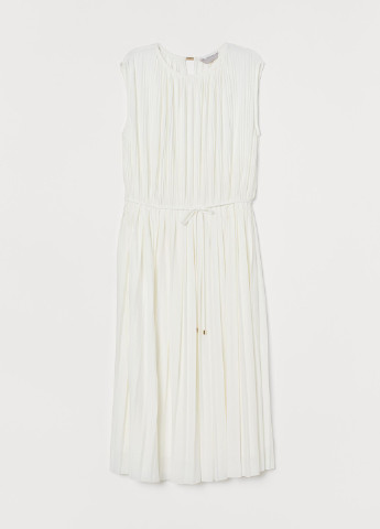 Білий кежуал плаття, сукня плісована, кльош H&M однотонна