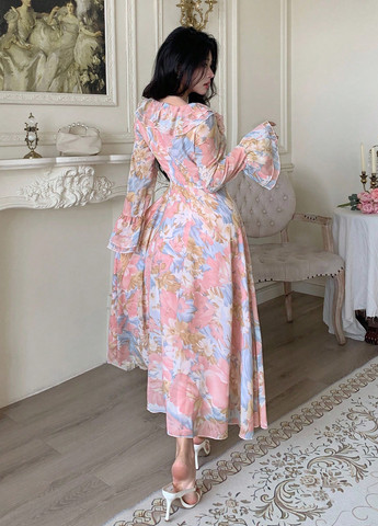 Блакитна кежуал сукня а-силует SHEIN з квітковим принтом