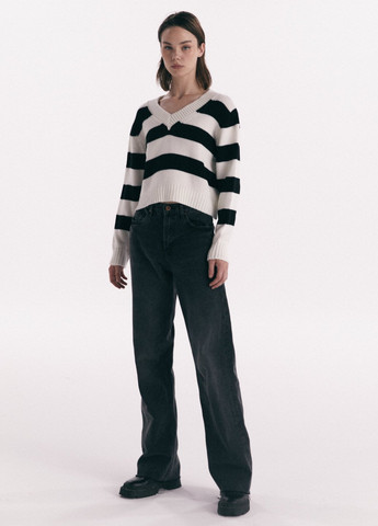 Черно-белый демисезонный пуловер пуловер Gepur