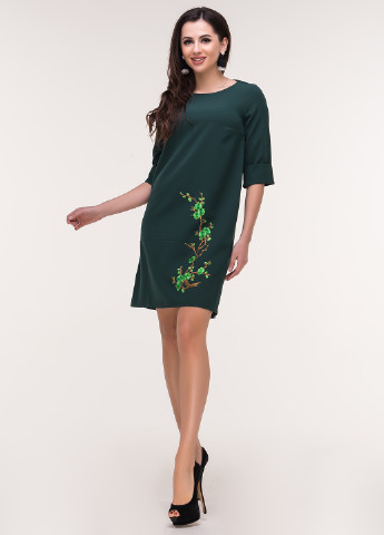 Бутылочное зеленое кэжуал платье Ravol