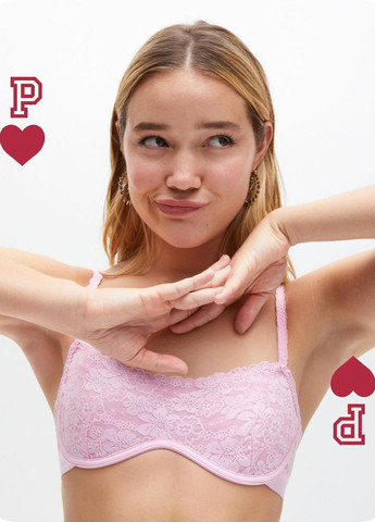 Розовый демисезонный комплект (бюстгальтер, трусики) Victoria's Secret