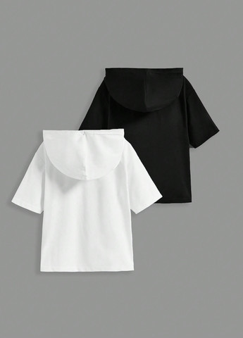 Черно-белая летняя футболка (2 шт.) SHEIN
