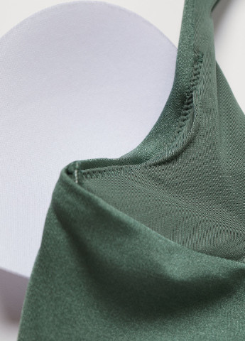 Купальный лиф H&M топ однотонный темно-зелёный пляжный полиамид