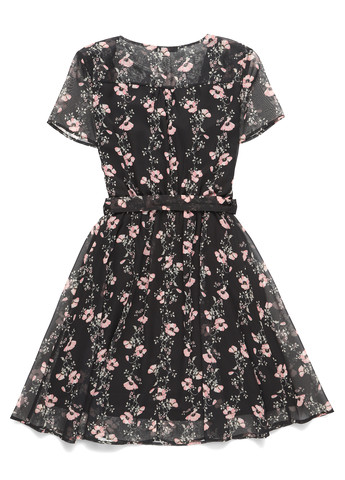Чорна кежуал сукня кльош MINT&BERRY з квітковим принтом