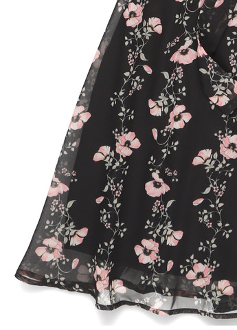 Чорна кежуал сукня кльош MINT&BERRY з квітковим принтом