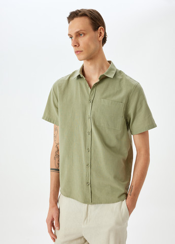Светло-зеленая кэжуал рубашка однотонная KOTON