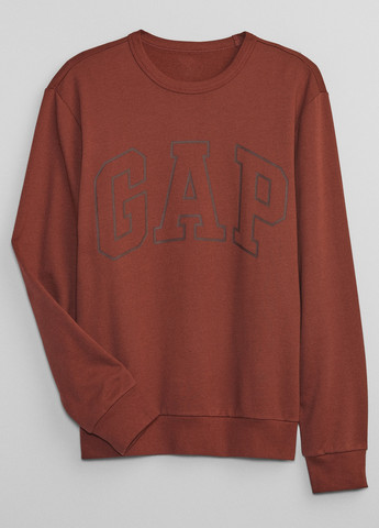 Свитшот Gap - Прямой крой логотип коричневый кэжуал хлопок - (279312908)