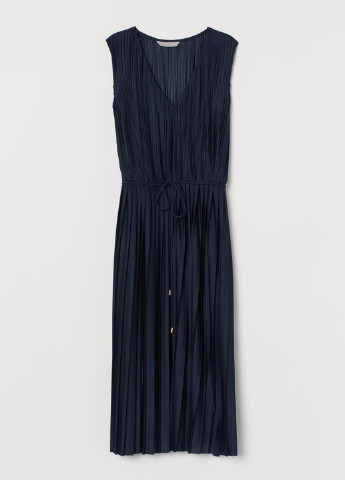 Темно-синя кежуал сукня плісована H&M однотонна