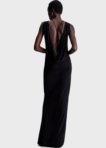 Чорна вечірня сукня з відкритою спиною Calvin Klein однотонна