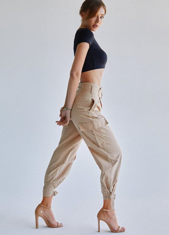 Бежевые кэжуал летние карго брюки Gepur