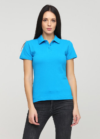 Бирюзовая женская футболка-футболка поло женская классическая цвет сине-бирюзовый Melgo однотонная