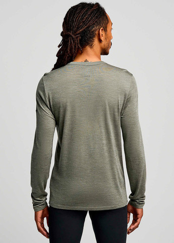 Лонгслів Saucony PEREGRINE MERINO LONG SLEEVE меланж сіро-зелений спортивні трикотаж, меринос, тенсел