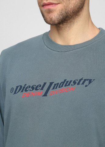 Свитшот Diesel - Прямой крой надпись серо-синий кэжуал хлопок, трикотаж - (254175501)
