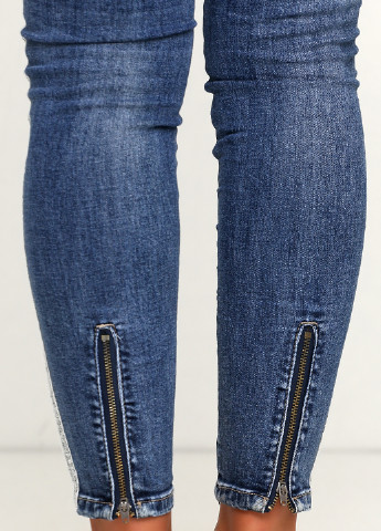 Синие демисезонные зауженные джинсы Italy Moda