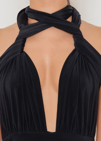 Чорна вечірня плаття, сукня з відкритою спиною NA-KD однотонна