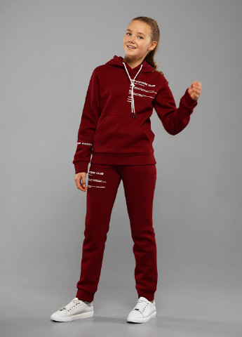 Бордовый зимний спортивный костюм с надписями Sinthia (210694170)