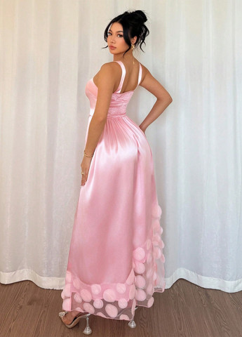 Розовое вечернее, кэжуал платье а-силуэт SHEIN однотонное