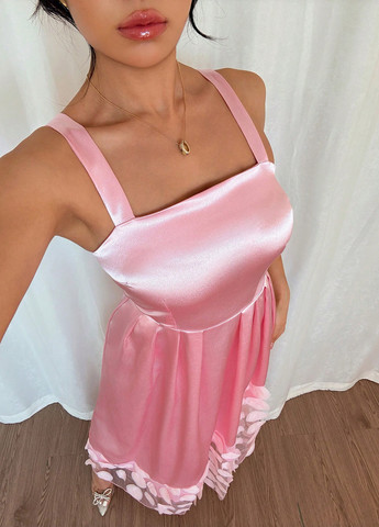 Розовое вечернее, кэжуал платье а-силуэт SHEIN однотонное