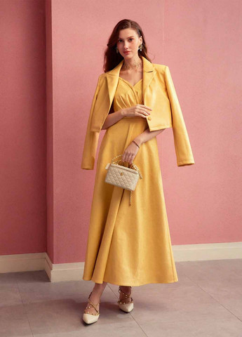 Желтая демисезонная куртка куртка-пиджак SHEIN