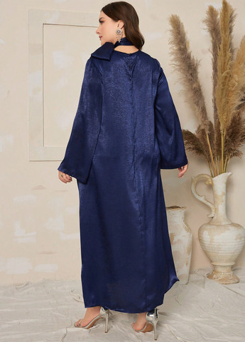 Темно-синее праздничный, вечернее платье а-силуэт SHEIN однотонное