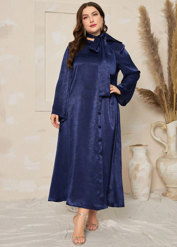 Темно-синее праздничный, вечернее платье а-силуэт SHEIN однотонное