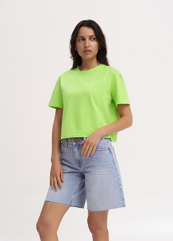 Салатова літня футболка жіноча вкорочена KASTA design