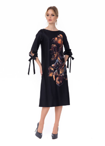 Чорна кежуал сукня а-силует Iren Klairie з малюнком