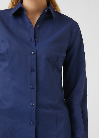 Темно-синяя кэжуал рубашка однотонная KOTON