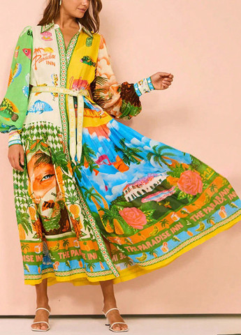 Комбінована кежуал сукня сукня-сорочка SHEIN з малюнком