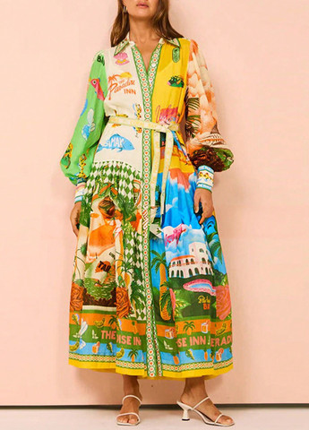 Комбінована кежуал сукня сукня-сорочка SHEIN з малюнком