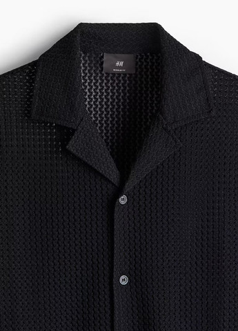 Черная кэжуал рубашка однотонная H&M