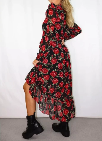 Чорна кежуал плаття, сукня Missguided з квітковим принтом