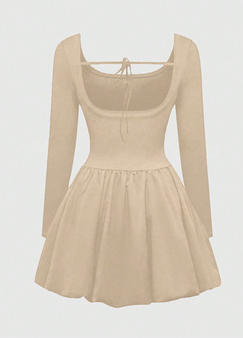 Бежева кежуал сукня з пишною спідницею SHEIN однотонна