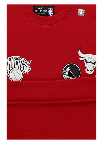 Червоний світшот Hollister малюнок без декору (340310820)