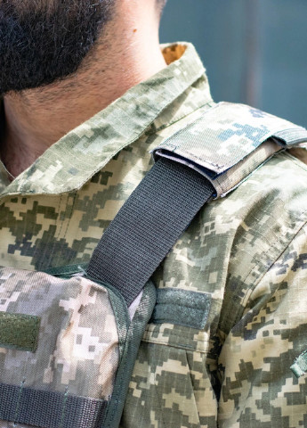 Плитоноска для військових зі стропами MOLLE UkrCossacks колір ММ14 (піксель) No Brand комбінований