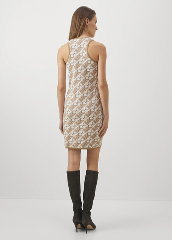 Молочное кэжуал платье с открытыми плечами Michael Kors с логотипом