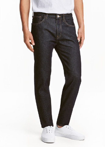Темно-синие демисезонные со средней талией джинсы H&M