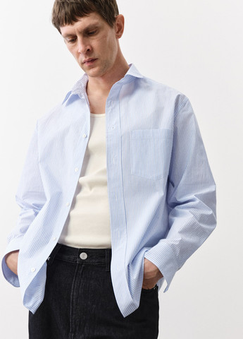 Голубой кэжуал рубашка в полоску H&M