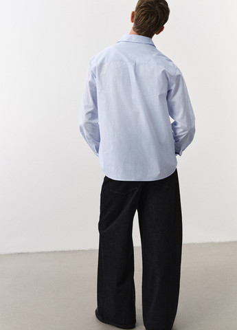 Голубой кэжуал рубашка в полоску H&M