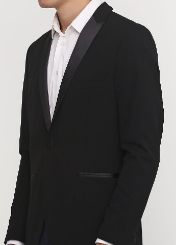Пиджак H&M с длинным рукавом однотонный чёрный деловой