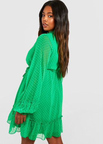 Зеленое кэжуал платье а-силуэт Boohoo однотонное
