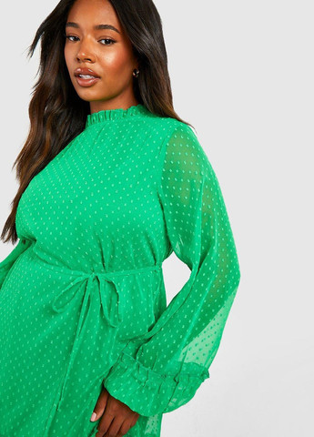 Зеленое кэжуал платье а-силуэт Boohoo однотонное
