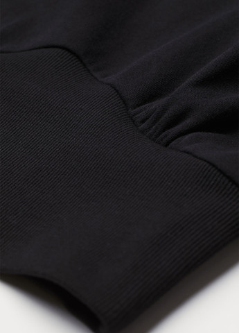 Свитшот H&M - Свободный крой однотонный черный кэжуал хлопок, трикотаж - (260142160)