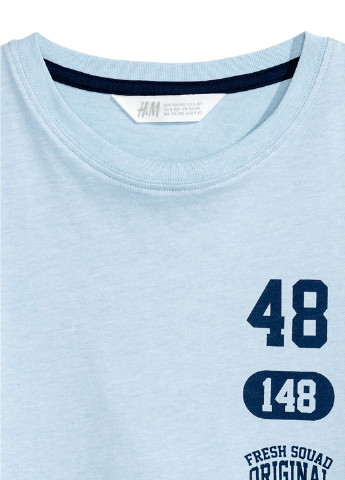 Світло блакитна літня футболка з коротким рукавом H&M