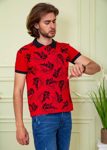 Красная футболка-поло для мужчин Ager с рисунком