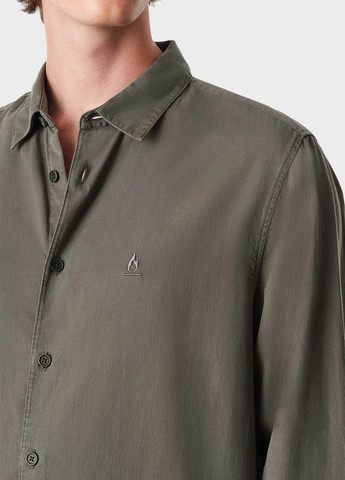 Оливковковая (хаки) кэжуал рубашка однотонная Drykorn